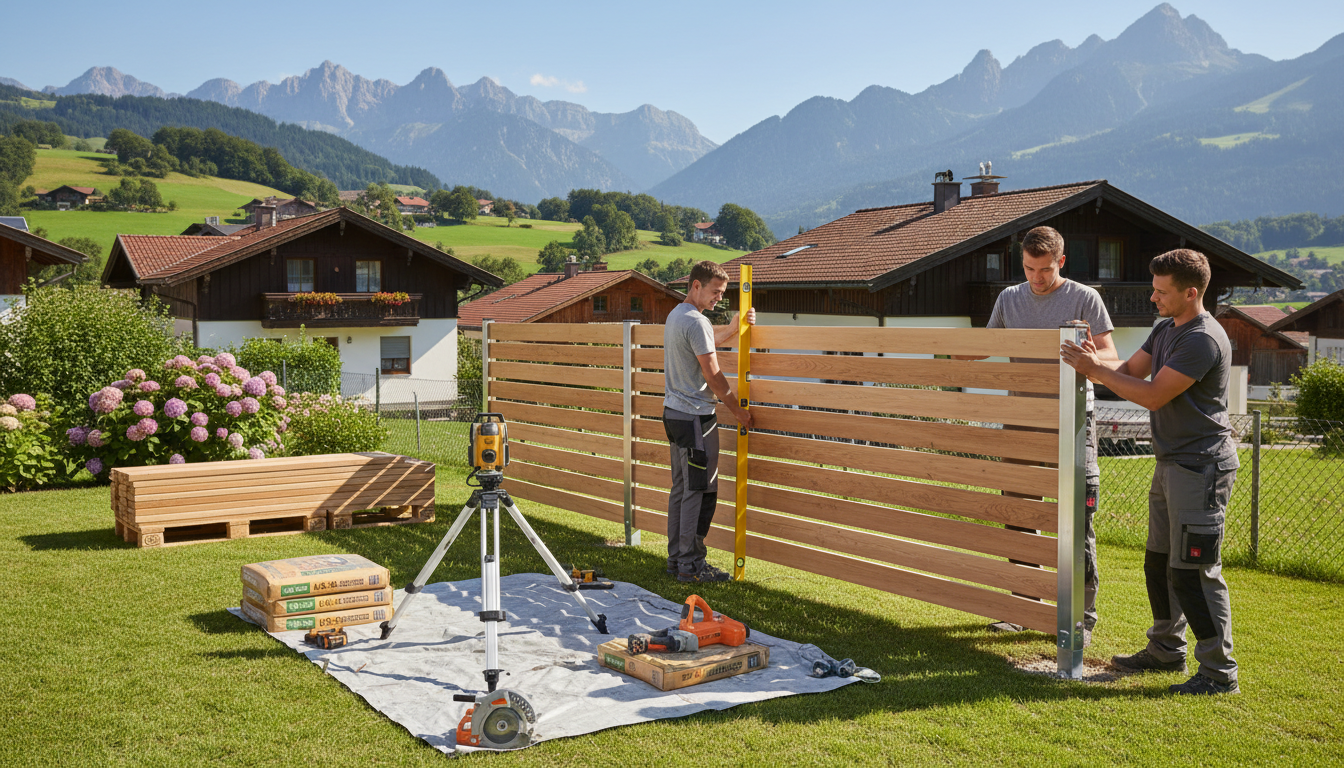 Zaunbau im Garten im Oberallgäu